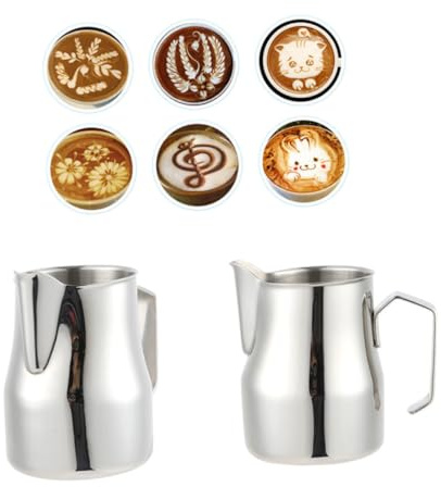 MOTHNUR Pichet à Lait Acier Inoxydable Pichet Mousseur avec Bec Ergonomique pour Latte Art Surface Lisse et Poignée Confortable Outil Pratique pour Machine à Espresso et Mousseurs Lait