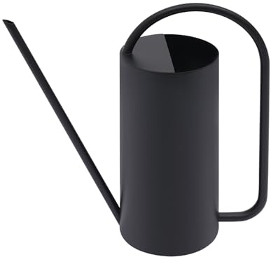 Edelstahl-Wasserkanne 1,4L mit Langauslauf – Rostfrei, Spritzschutz, 49,27 Oz Fassungsvermögen, Gießkanne mit langem Auslauf für Zimmerpflanzen & Kakteen – Modern Schwarz, Leichtgewicht