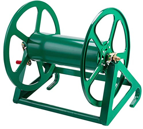 Chariot enrouleur de tuyau d'arrosage télescopique, support de rangement pour tuyaux d'irrigation extérieurs, enrouleur de tuyau agricole stable, à suspendre au véhicule ou au mur (couleur : vert, t