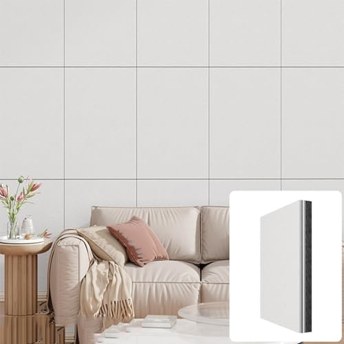 Akustikschaumstoff 50x50 cm 100x50 cm, Schallschutzplatten Selbstklebend, Akustikpanele für Akustische Behandlung und Wanddekoration(Weiß,100 x 50 cm 4.5 cm)
