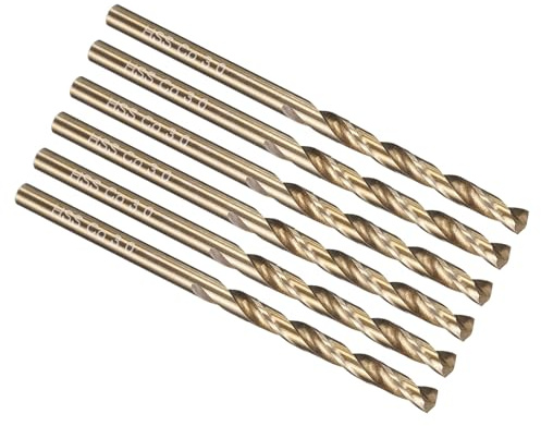 PATIKIL 3mm Drill Bit, M35 Cobalt 5% High-Speed Steel Jobber Straight Shank 135° Gold Finish for Stainless Steel Hard Metal - 6 Pack