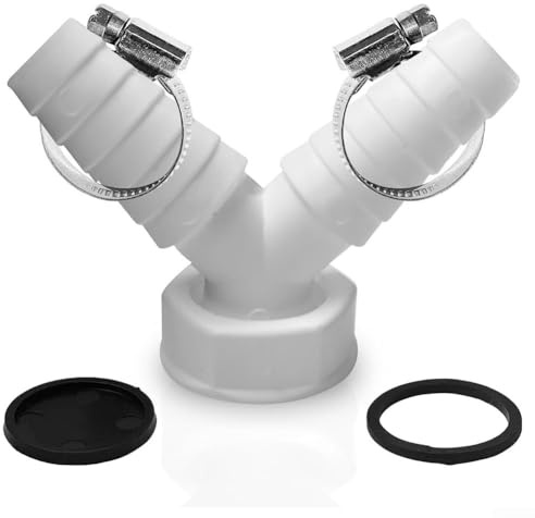 Trurovem Washing Machine Dishwasher Y Adapter, Double Drain Hose Connector Splitter for Sink Waste Pipe Branch Fitting DN25, 19-24mm Outlet with Leak-Proof Seals and Clips