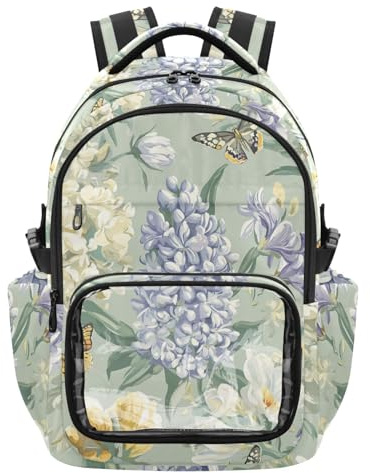SyXIOP Grön Calla lilja pion ros klar skolryggsäck lätt vardaglig ryggsäck med förstärkta remsömmar för skola utomhusresor, ålder 7-18 mochilas grandes para