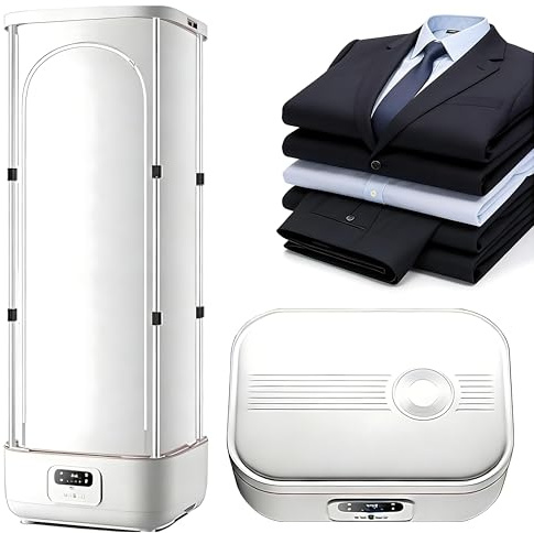 Collapsible 2-in-1 Steam Drying Machine with 900W Turbo Steam for Quick Drying, Stores 10kg Clothes, Eliminates Odors and Wrinkles, Saves Time