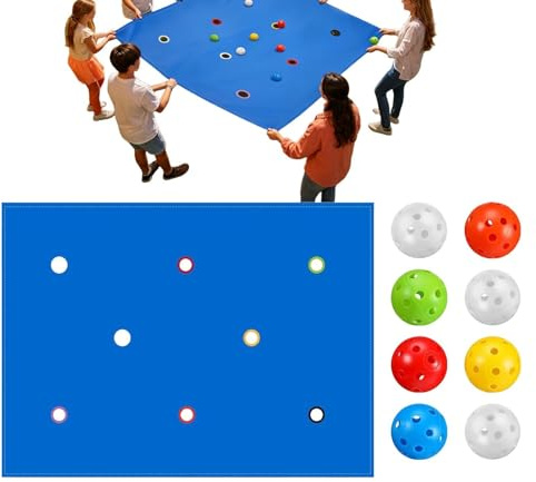Juegos de Construcción de Equipos | con Agujeros para Actividades Grupales con 8 Pelotas | Juegos Grupales - para Exteriores, Jardín, Patio de, Reunión Familiar, Hogar, Escuela