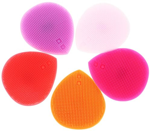 Generisch Wasch und Massagebürsten und Sanfter Gesichtsreinigung für Babys mit Schneller Trocknung 5 Stück Silikon Herzförmiges Zufällige Farbe für Empfindliche