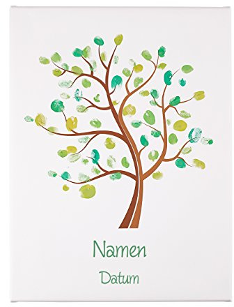 Herz & Heim® Fingerabdruck Gästebuch als Leinwand zur Erinnerung - Baum - mit Namen