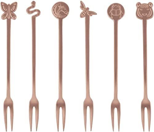 Rosenthal Sambonet - Bowlegabeln, Partygabeln, Käsegabeln - Living Antique Fashion - PFD-Beschichtung - Kufper - 6er Set