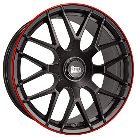 MAM Felgen MAM GT1 19 Zoll Alufelge 9,5J 5/112 ET30 66,6 MATT BLACK LIP RED, 9.5X19