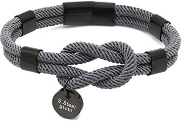 globi Paracord Braided Rope Bracelet For Men Women | Lightweight Nautical Unisex Cuff Bracelet With Stainless Steel Magnetic Clasp (Anchor Gray, 8)