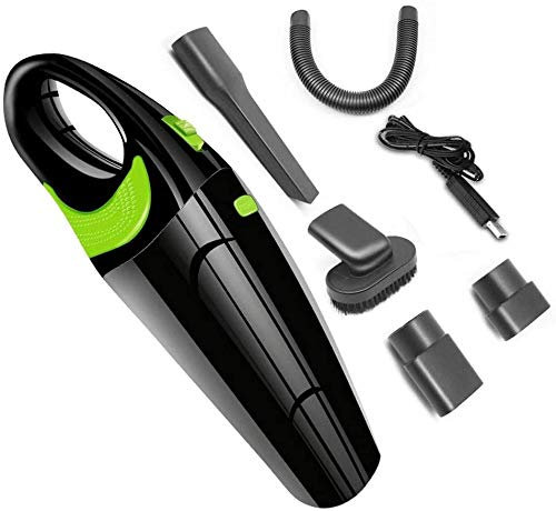 SMSOM Ordinateur de Poche Vide de Voiture, Aspirateur Mini Portable for la Maison de Nettoyage Animaux de Voiture, Chargeur USB Humide à Sec Fort Cyclone d'aspiration légère, Rose (Color : Black)