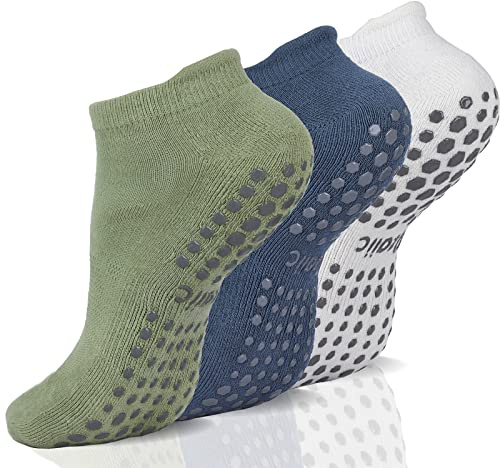 Ozaiic Yoga Socks for Women&Men with Grips, Anti Non Slip Slipper Socks for Ballet, Pilates, Hospital, Home, Barre with Cushion