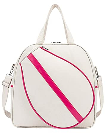 F Fityle Tennisschlägertasche, hält einen einzelnen Tennisschläger, tragbare Schulter-Tennistaschen für Frauen, trockene und nasse Separate Tragetasche, Weiß