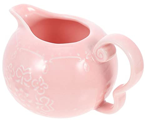 BESTonZON Small Jug Small Milk Jug Gravy Boat Pink Porcelain Sauce Gravy Coffee Creamer Pitcher Ceramic Sauce Jug Ceramic Milk Pitcher Boat Mini Milk Jug Pink