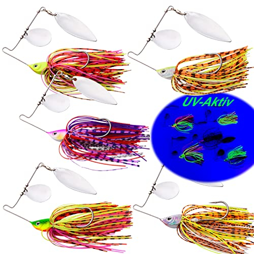 Njord Kalastus Chatterbait Set 5 Stück in Box 15g | Chattbait Hecht & Barsch Köder Set | Angel Kunstköder Hechtköder Chatterbaits Hecht Blinker Angeln Köder