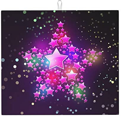 TOLKAT Color Stars Spülbeckenmatte, saugfähig, Mikrofaser, Abtropfmatten für Küchentheke, isolierendes Wärmepad