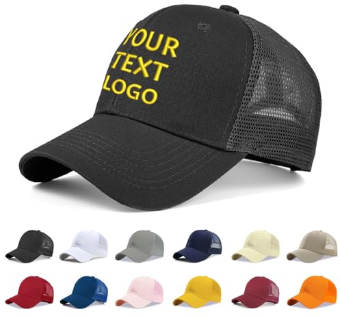Reuhen Berretto da Baseball Personalizzato con Ricamo Testo, Logo e Stampa Foto,Immagine, Berretto Regolabile Traspirante Personalizzato All'aperto Cappello Visiera