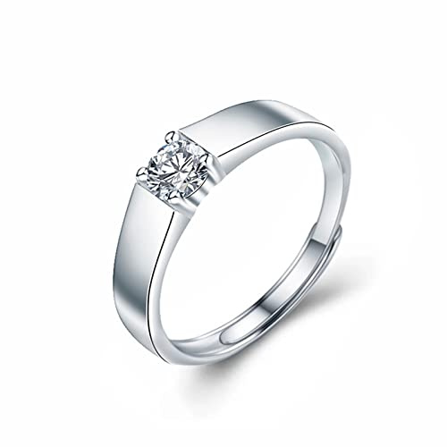 Gualiy Anelli Fidanzamento Argento 925, Anello Argento Uomo Solitario Anello con Moissanite 0.5ct Anelli Regolabili