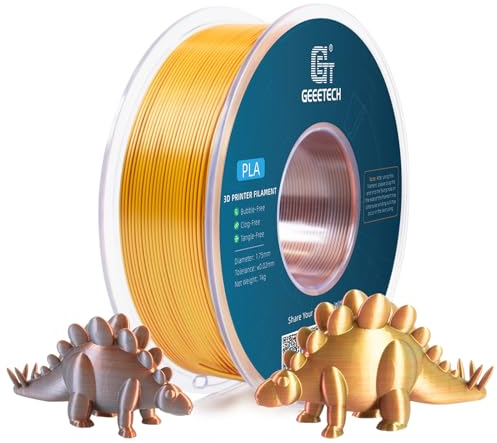GEEETECH Tricolor Silk PLA Filament 1,75mm, 3D Drucker Filament 1KG/Spule, Silk Gold Silber Copper