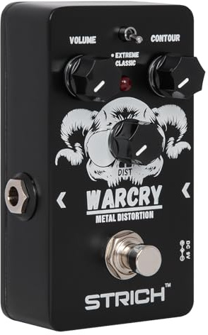STRICH Pedal de guitarra de distorsión de metal, WARCRY Distortion 2 modos de grasa, impulso, normal clásico Crunch 80s Metal/Nu Metal para guitarra eléctrica True Bypass, Negro y blanco