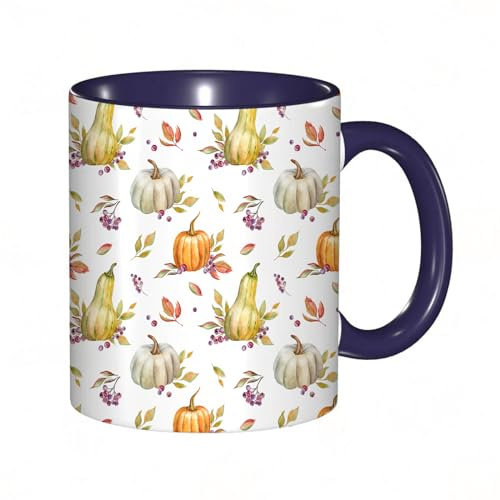 Mug porcelaine fineCitrouilles et feuilles. Modèle sans couture aquarelle. Collection de créations d'automne. Nuances natMug humour pour collègue, amis, copains, frères et soeurs |Mug original avec