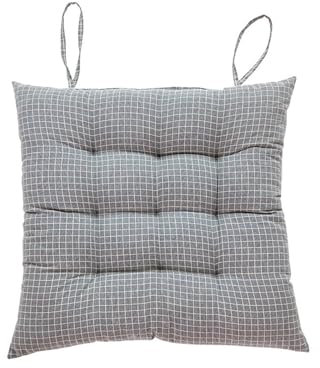 JKUHA Kariertes Stuhlkissen, Esszimmerstuhl-Sitzpolster mit Bändern for Zuhause, Küche, Außenterrasse, Bauernstühle(Dark Gray,17inch)