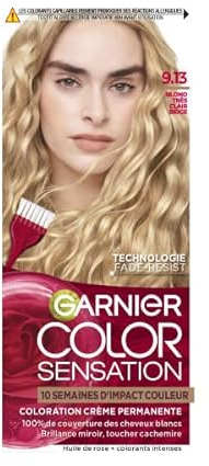 Garnier Color Sensation Coloration, Blond Très Clair beige 9.13, Coloration Crème Permanente, Tous Types de Cheveux, Couleur jusqu'à 10 Semaines & Couvre les Cheveux Blancs 100%