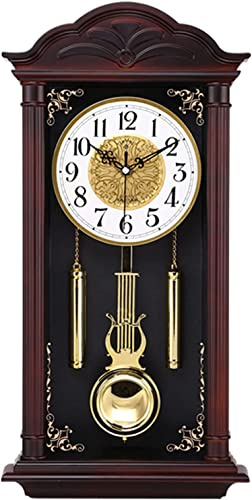 Reloj de péndulo de Pared Estilo Vintag, Reloj de Pared con péndulo, Reloj de Pared para Sala de Estar Cocina Reloj silencioso Hecho en casa en Madera Maciza Tallada imitación imitación,C