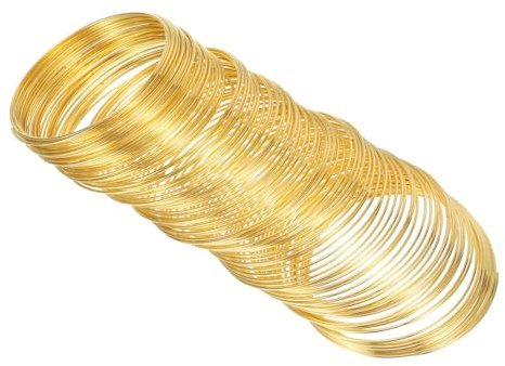 PATIKIL 100 Schleifen Memory Wire 1mm 18 Gauge Schmuckdraht Golden | 1 Stück, Basteldraht, Memory Stahldraht, für Schmuckherstellung Armbänder Perlen DIY Handwerk