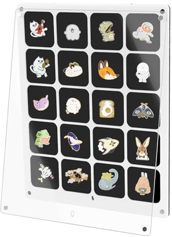 20 Fächer Pin Collection Display, Acryl Pin Display Organizer Pin Sammlung Rahmen Pin Sammlung Vitrine Anstecknadel Sammlung, Staubdicht für Emaille Anstecknadeln, Schmucknadeln, Abzeichen