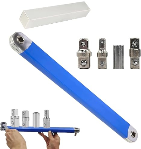 Limiar Offset Extension Wrench - Multifunctional Tight Reach Wrench Set with 1/2, 1/4 and 3/8 Square Drive Adapters (1pcs)