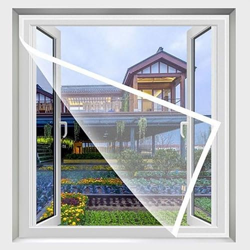 80 x 120 cm, Fliegengitter für Fenster, Moskitonetz, transparent, waschbar, Moskitonetz, DIY, Fliegengitter, Fenster, Insektenschutz, Bienenschutz mit selbstklebenden Bändern