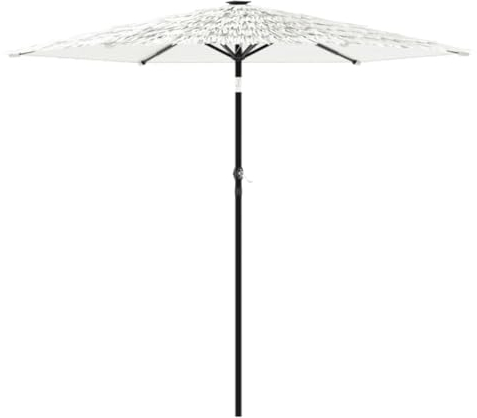 Homgoday Sonnenschirm mit Stahlmast Gartenschirm Strandschirm Kurbelschirm Balkonsonnenschirm Mit 8-lagigem Strohdach für Terrasse Balkon Weiß 268x268x226 cm