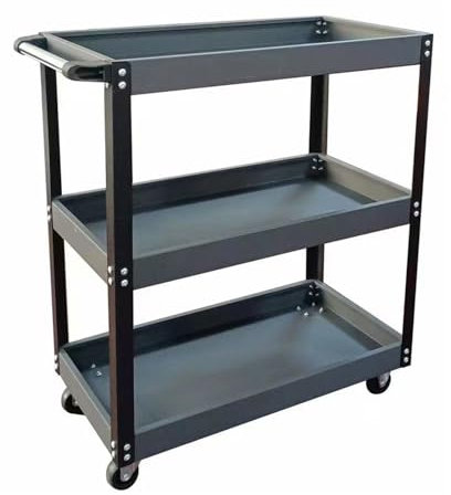 Rollbarer Servicewagen Mit Rädern For Werkzeuge, Robuster Werkzeugaufbewahrungs-Organizer Aus Metall Mit 3 Ebenen Und Schubladen, Servicewagen For Werkzeug-Organizer For Lager, Fabrik Und Garage(Gray)