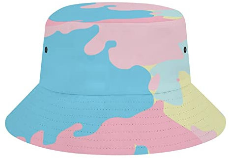 Unisex Fischerhut Bunt Camouflage Rosa Gelb Blau Fischerhüte Premium Anglerhut Schnell Trocknende Strandhut Für Camping Reisen Reisen