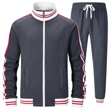 ZPB Herren Trainingsanzug Jogginganzug Sportanzug Fußball Sporthose Männer Hoodie Hose für Gym Tracksuit-Dak Grey-M