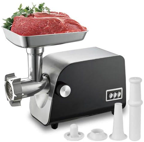 XNXYSMKJ Hachoir à Viande électrique, Hachoir à Viande et Poussoir à saucisses avec 3 Lames métalliques, Machine de Remplissage de saucisses électrique pour Lavement, Viande