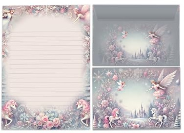 Weihnachtsbriefpapier A5 – Bunter Schreibblock mit Linien & Umschlägen – Winter Weihnachten Christmas Silvester – Geschenk für Kinder (1 Block A5 mit 25 Blättern + 15 bunt bedruckte Kuverts)