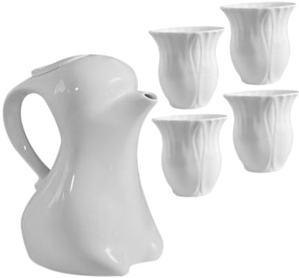 Ciieeo Cute Rabbit Shape Ceramic Teapot Cup Easter Tea Pot Animal Kettle Ceramic Pitcher Milk Kettle for Easter Party