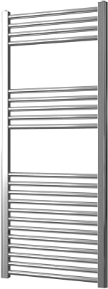 Greened House Chrome Heated Towel Rail 500mm W x 1200mm H | Flat, Central Heating, Towel Radiator, Straight, Bathroom