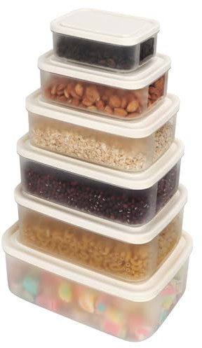 Vikcvcsc Contenitori per Alimenti con Coperchi 0,30-3,05 L, Set da 6 Contenitore Scatola di Plastica per Alimenti Impilabile, Set di Contenitori Cucina Organizer Ermetici per Alimenti, Senza BPA