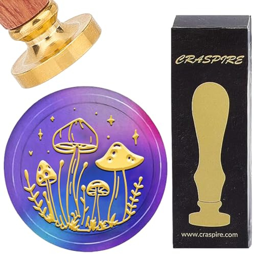 craspire Siegelstempel Aus Wachs In Pilzform Sternform Für Hochzeiten Vintage Abnehmbare Siegelstempel Aus Messing 25mm Holzgriff Für Umschläge Einladungen Dekorative Kartenherstellung DIY Basteln