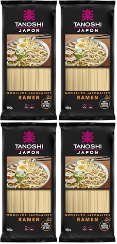 TANOSHI - Ramen à Cuire - Nouilles Japonaises - Pour 4 Personnes - Préparation en 4 min - 400 g (Lot de 4)