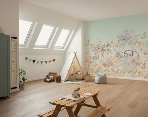 Komar Vlies Fototapete - Disney Winnie the Pooh Flowerfield - Größe 300 x 250 cm - Tapete, Kinderzimmer, Kindertapete