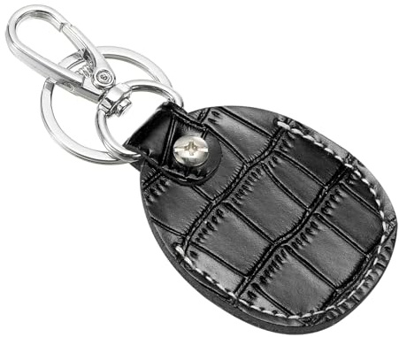 PATIKIL Leather Key Fob, Genuine Leather Keys Cover RFID Key Fob Protector Air Tag Holder Keychain Case with Key Ring & Screwdriver for Car Key ID Key Cards Black