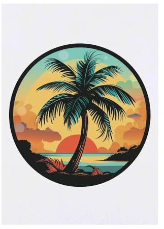 'Palm Tree on Beach' Temporary Tattoo - Water Resistant, Skin-Safe, Non-Toxic Transfer (TO00073333)