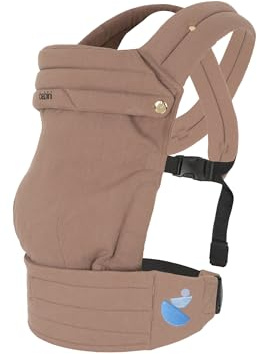 Babiini Mochila Portabebés Ergonómica Unisex, Algodon+Lino, Babero Extraíble Hipoalergénico, Soporte Cómodo para Bebés de 3.2kg a 16kg – Lavable a Máquina, Transpirable, Múltiples Posiciones de Porteo