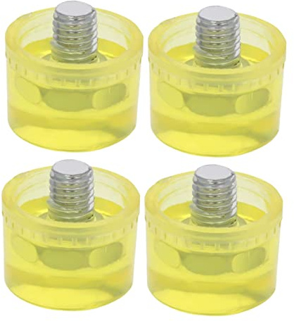 SHINEOFI 4pcs Rubber Hammer Heads Replacement Tips Set 25mm Yellow Mallet Heads Soft Striking Tips for Jewelry Leather Crafts Wood Flooring Repair