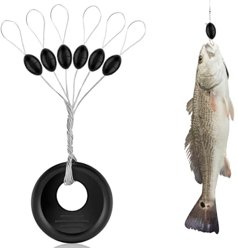 XYTAHDM 100 Pièces Stop Float Peche, 6 en 1 Caoutchouc Arrêt de Bouchons Pêche, Stop Fil Peche avec Taille L pour Les Ruisseaux, Les Rivières, Les Lacs, La Pêche en Mer, Les Réservoirs - Noir