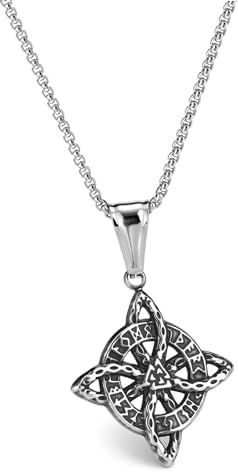JSDDE Wikinger Herrenkette Keltischer Knoten Kette für Herren Männer Hexenknoten Anhänger Halskette Wikinger Kette Amulett Schmuck